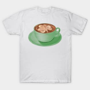 St. Patrick's Day Shamrock Cappuccino Art T-Shirt